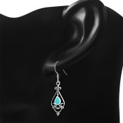Turquoise Drop Silver Earrings, e431